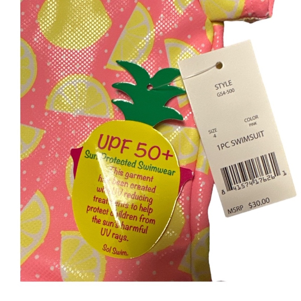 Solo Little Girls One Piece Lemons & Sunshine Bathing Suit, size 4 - Picture 5 of 9
